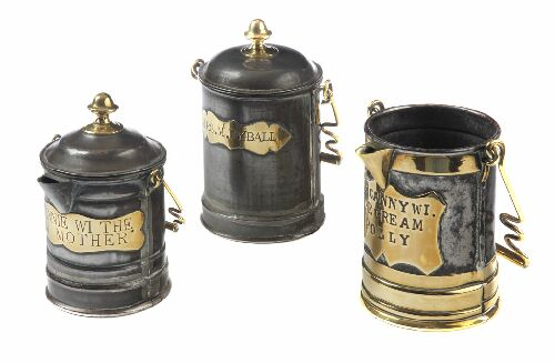 A group of three 19th century miniature steel cream pails