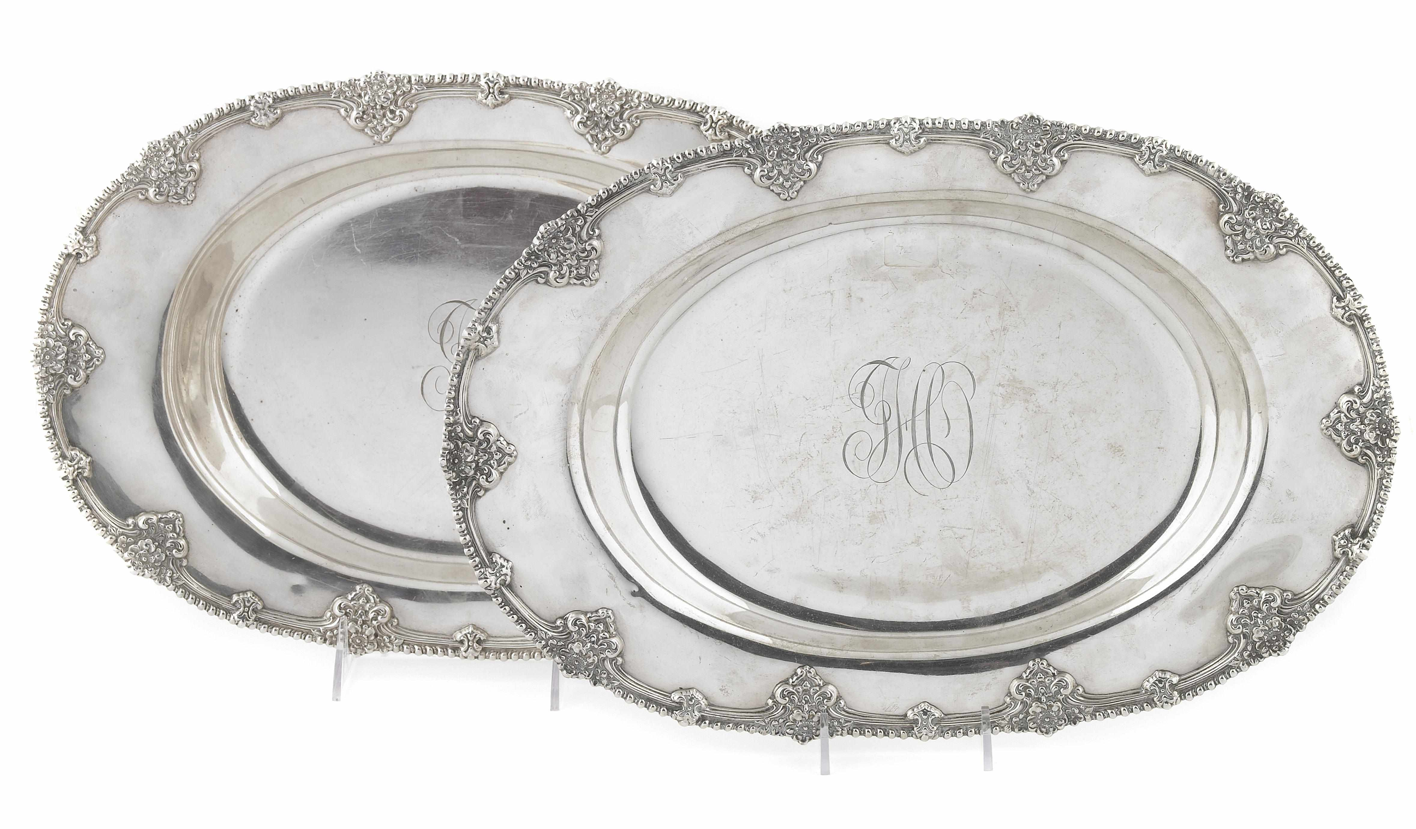 A pair of Alvin sterling silver oval serving dishes Early