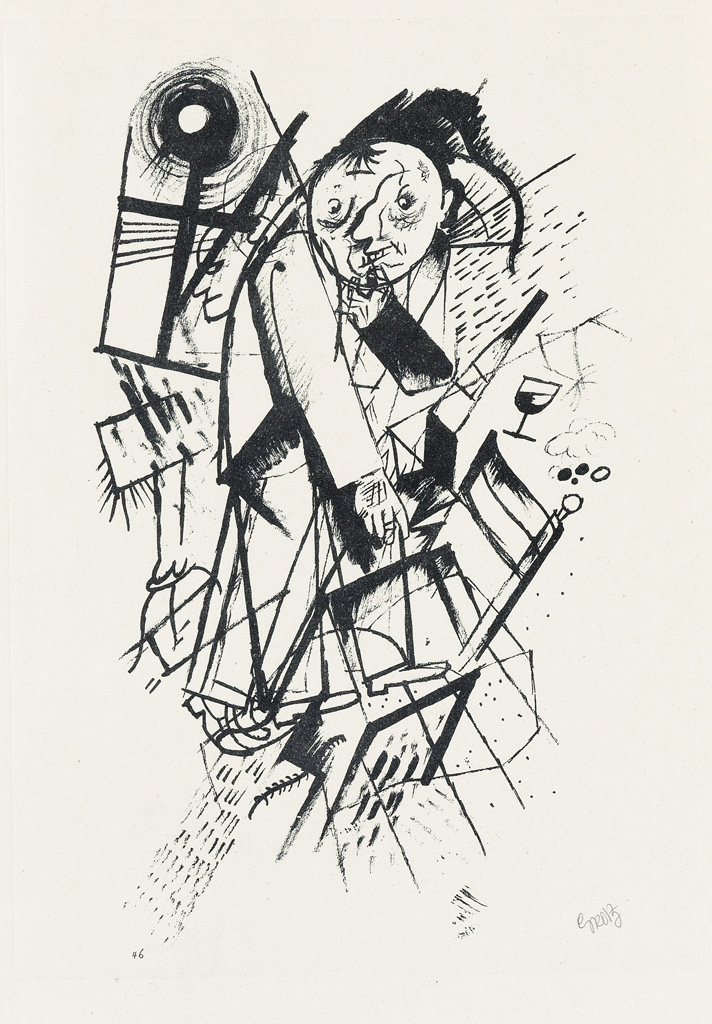 GEORGE GROSZ Franz Jung gewidmet Offset lithograph 1917 279x169 mm