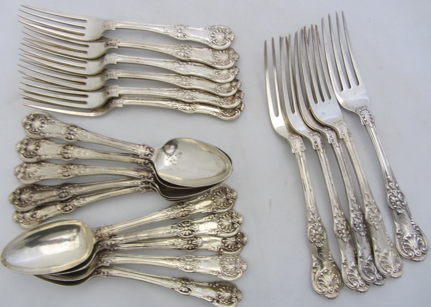 A Victorian silver part table service of Queen s pattern