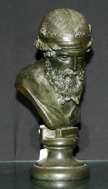 A bronze bust of Plato after the antique 23cms high