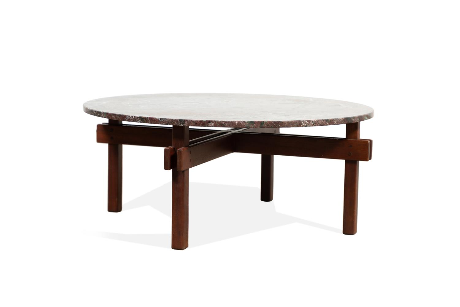MID CENTURY MAHOGANY MARBLE COCKTAIL TABLE Mid Century studio mahogany