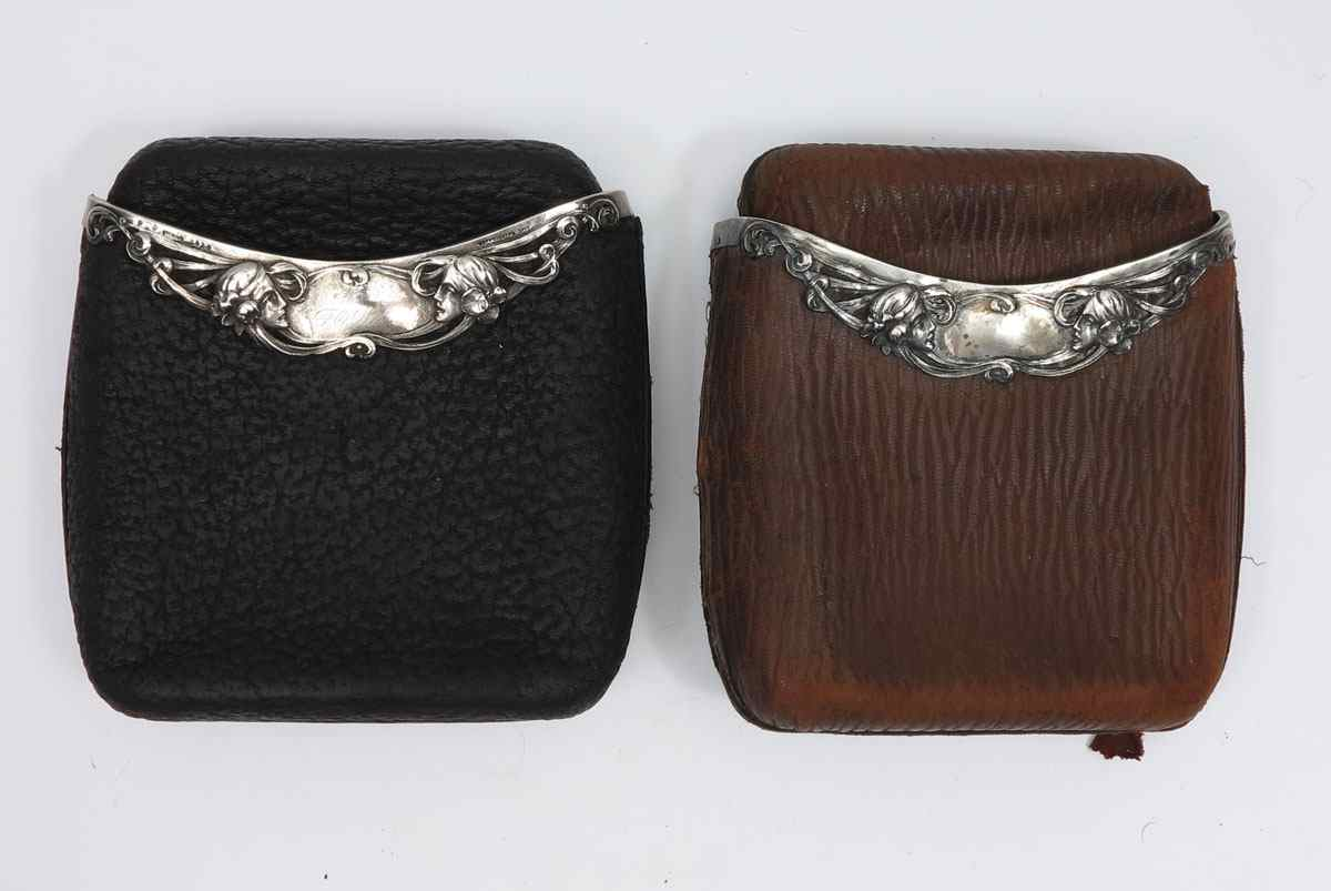 ART NOUVEAU STERLING SILVER MOUNTED CIGAR CASES 2 sterling trimmed