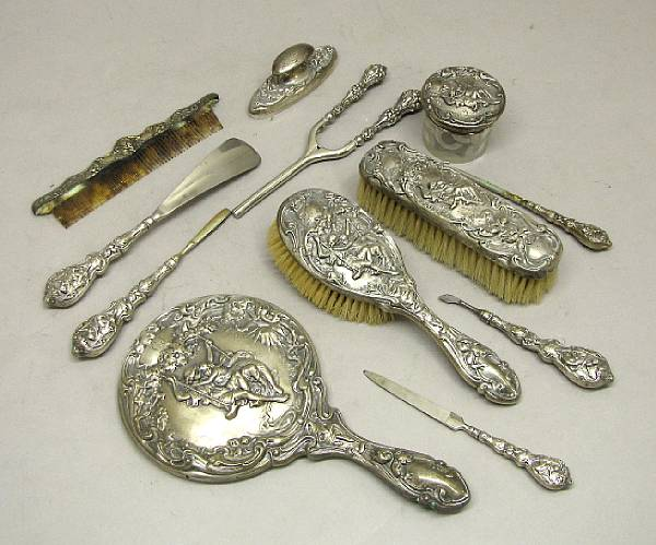 A sterling mounted lady s dressing table setFoster amp Bailey