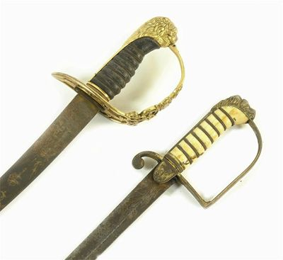 A George III sabre with a blued steel curved blade