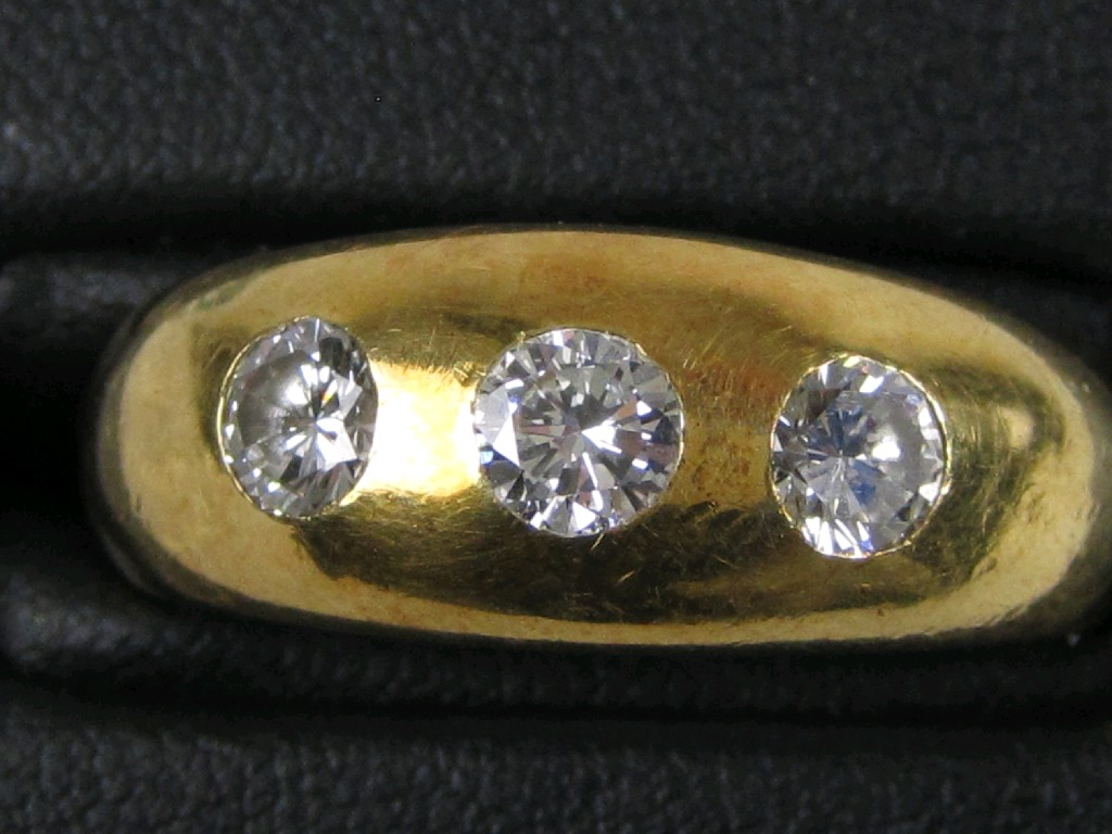 A Gentleman s Diamond three stone Ring the brilliant cut