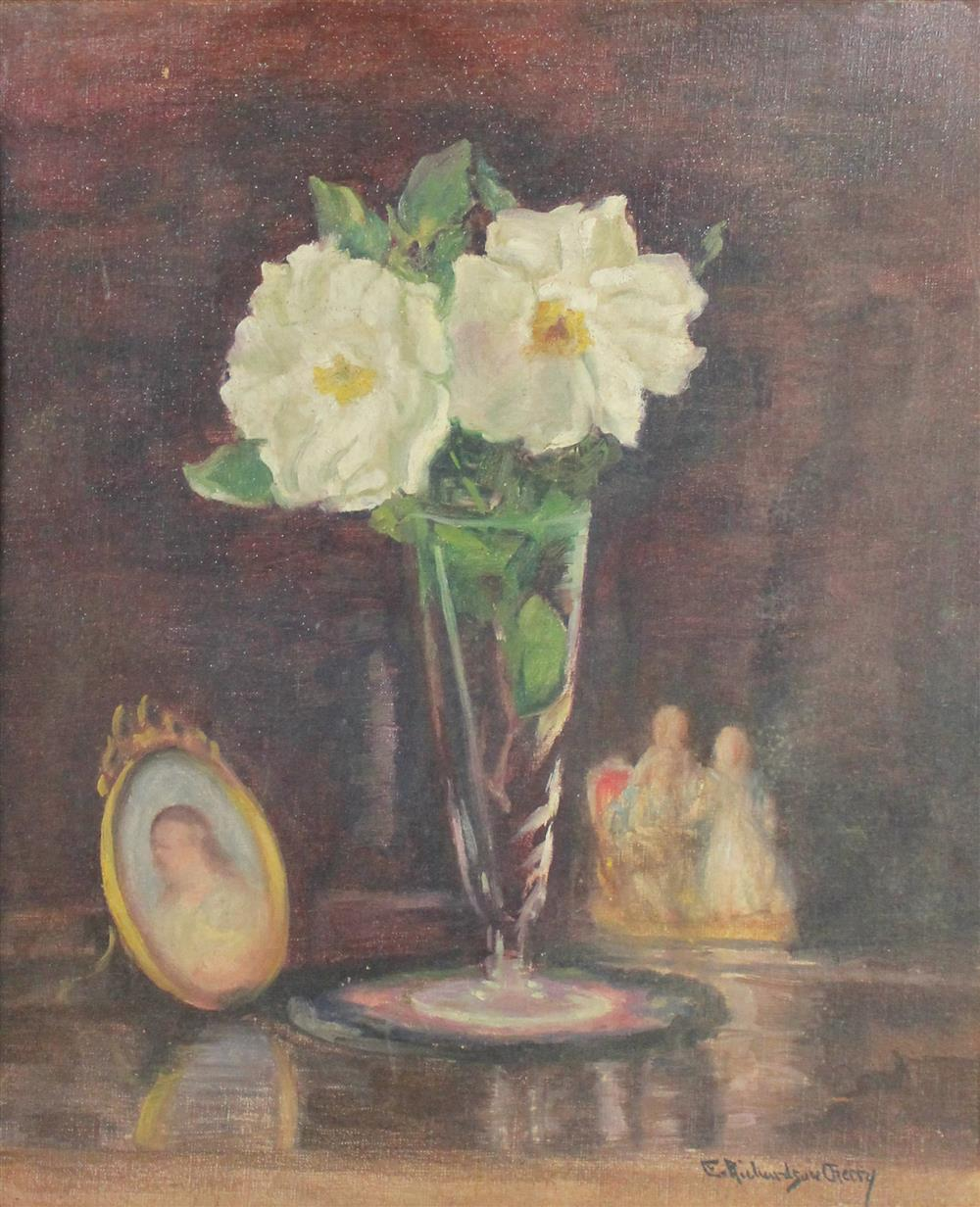 EMMA RICHARDSON CHERRY AMERICAN 1859 1954 STILL LIFE Oil on