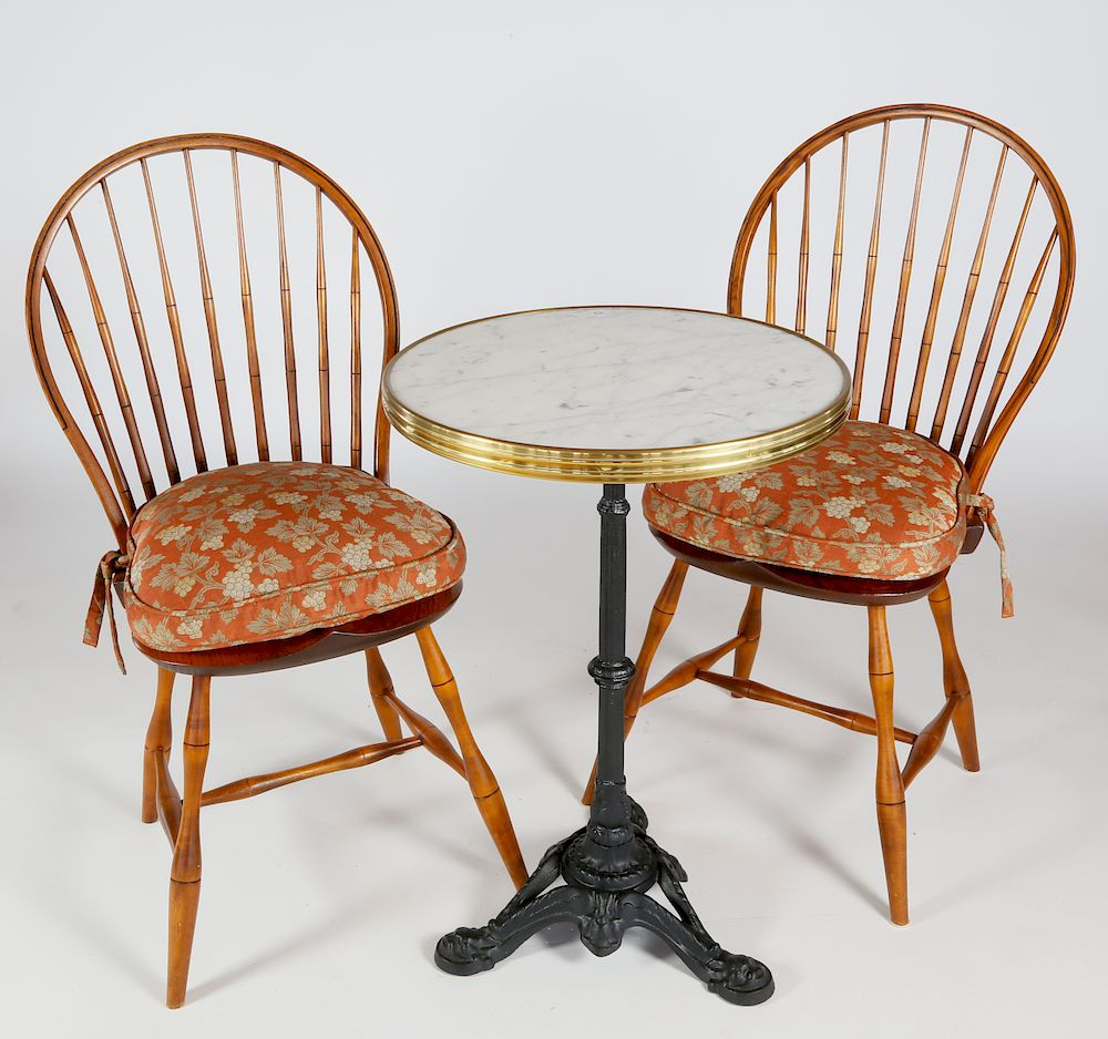Marble Top Bistro Table and Pair of D R Dimes