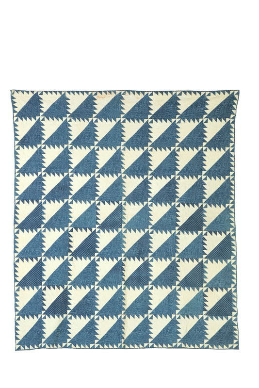QUILT American mid 19th century cotton Rocky Glen in blue