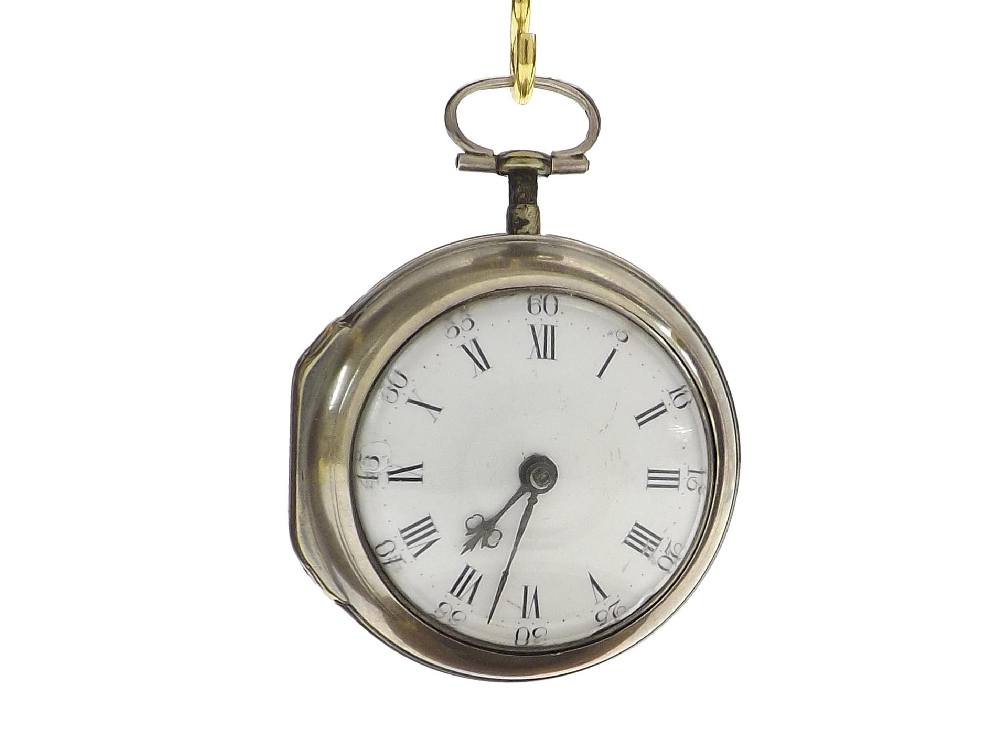 George III silver verge pair cased pocket watch London 1777