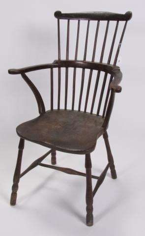 Early 19th Century Windsor Chair single plank seat with curled