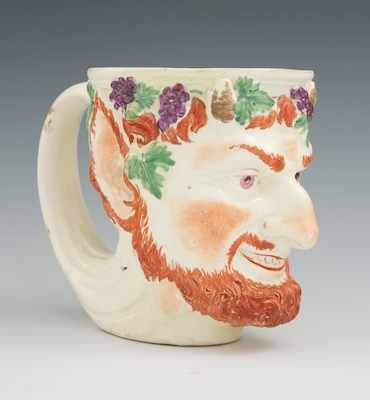 A Prattware Bacchus Mug Early glazed ceramic mug in the