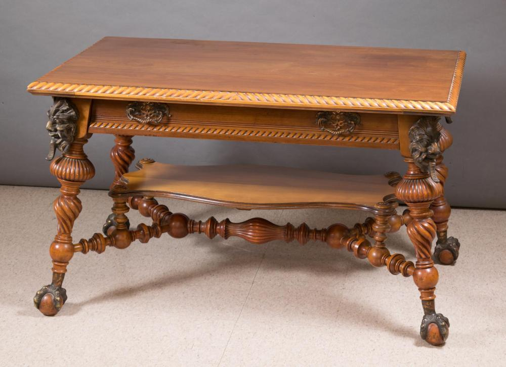 VICTORIAN CHERRY CENTER TABLE American c 1900 rectangular top with