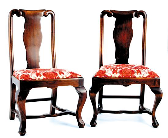 Pair Queen Anne style child s side chairs scrolling vertical