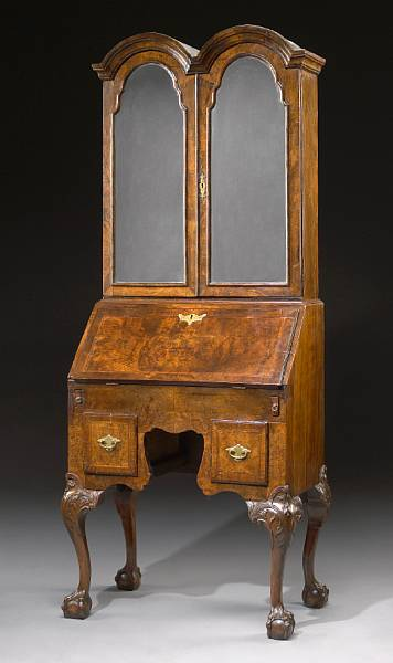 A Queen Anne style walnut secretary cabinet second half 19th