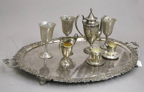 A group of sterling and plated items Comprising sterling set