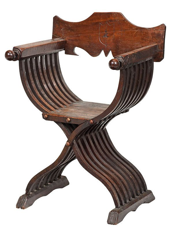 Renaissance Style Carved Walnut Savonarola Chair Italian 19th century or