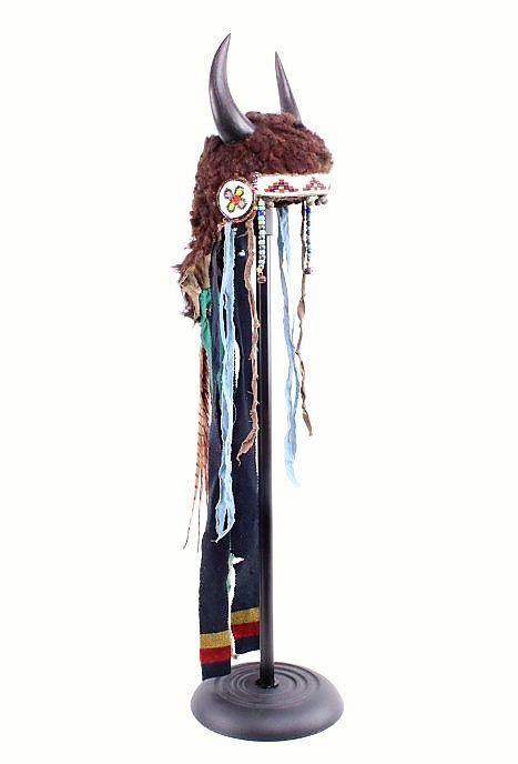 Blackfoot Buffalo Horn Hide Beaded Headdress The lot features a