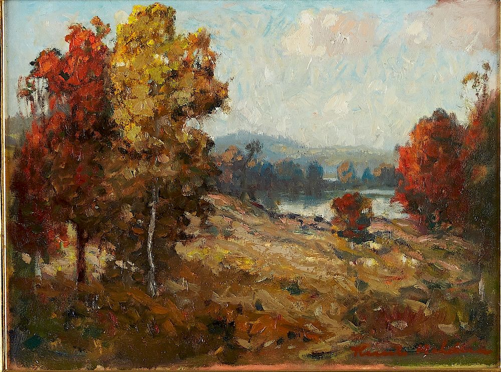 Knute Heldner September Day Oil on Canvas Laid Board Knute