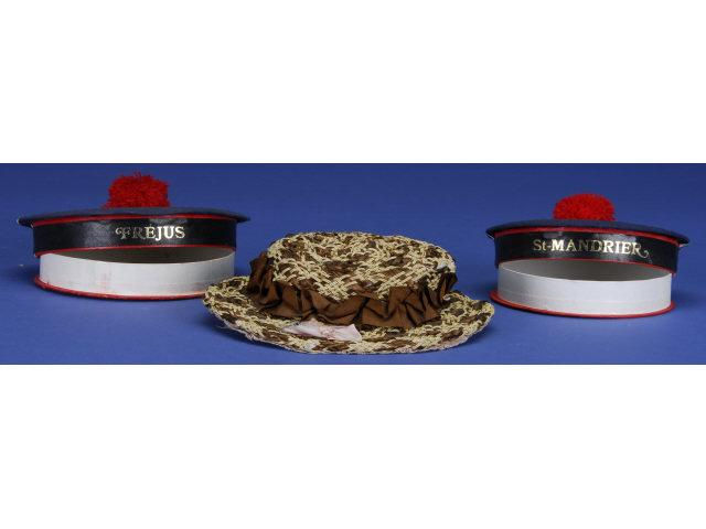 Lot Three Hat Form Candy Containers Includes two French sailor