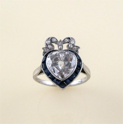 An early 20th century diamond and sapphire ring the pear