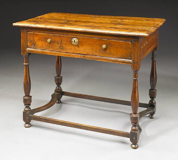 A Charles II oak side table 17th century and later