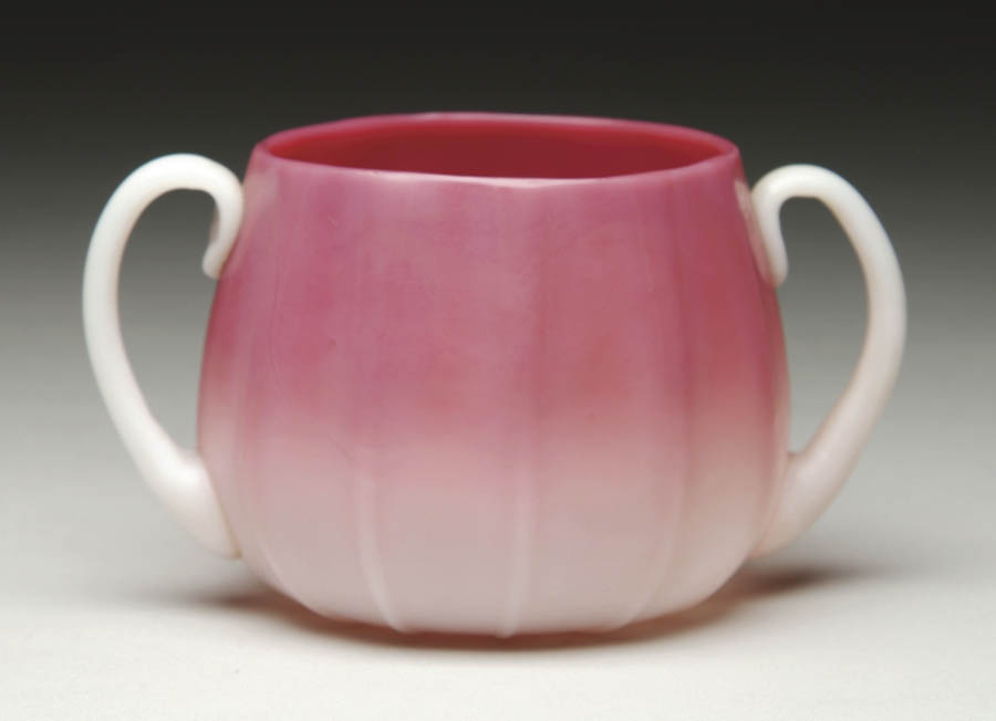 PEACH BLOW SUGAR BOWL Wonderful Peach Blow sugar bowl is
