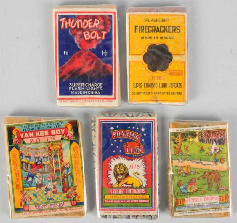 Lot of 5 Firecracker Packs Includes Thunderbolt 16 pack Gold