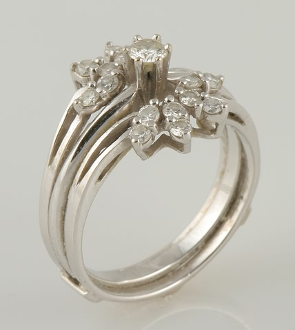 14KW diamond solitaire with diamond wrap 1 3 6mm round