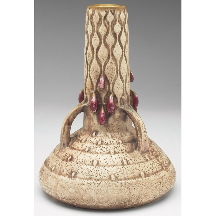 Amphora vase designed by Paul Dachsel three handled shape with