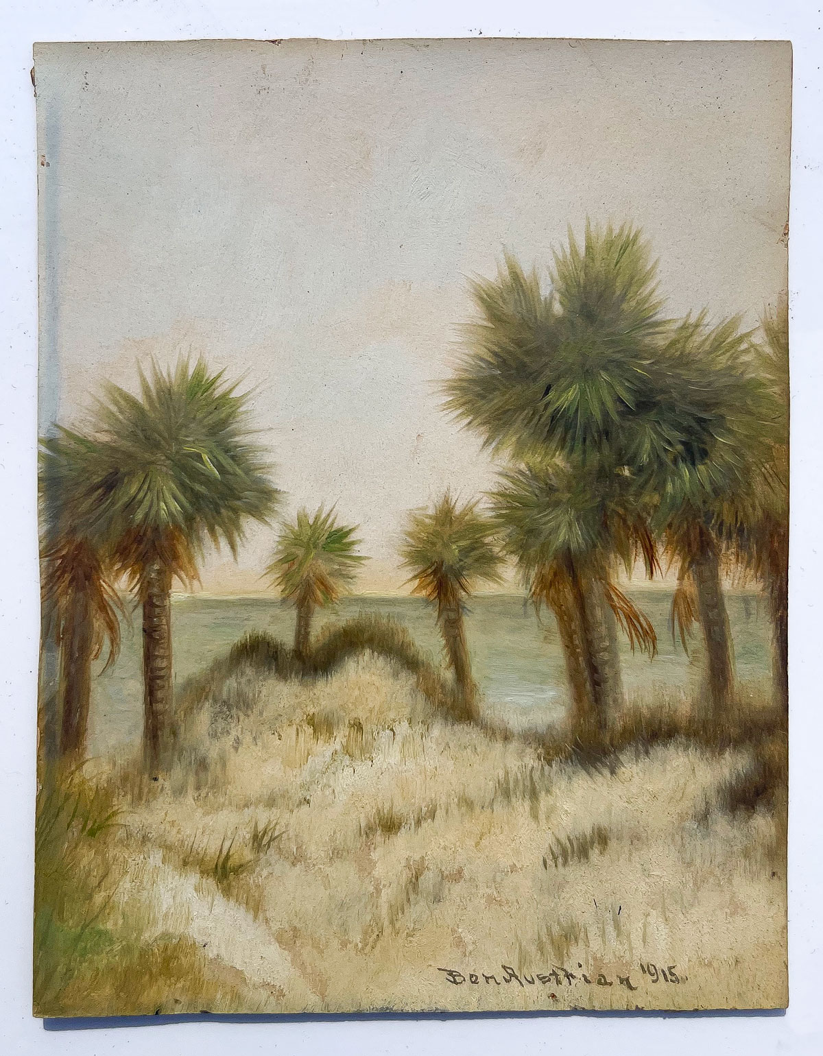 AUSTRIAN Ben American 1870 1921 Coastal Palms Oil Paper 6