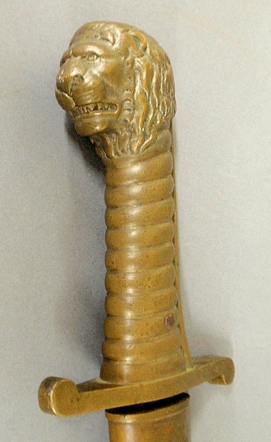 German foot soldier s sword 19th c with brass lion