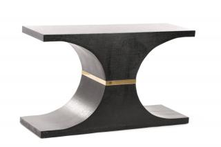 Hollywood Regency Style Black Raffia Console American circa 1970s A