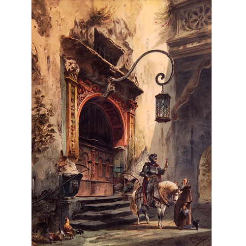 Friedrich Perlberg German 1848 1922 Knight and Monk before the