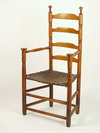 ARM CHAIR 18th C primitive American ladder back arm chair