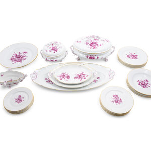 A Nymphenburg Porcelain Dinner Service 20th Century each decorated with