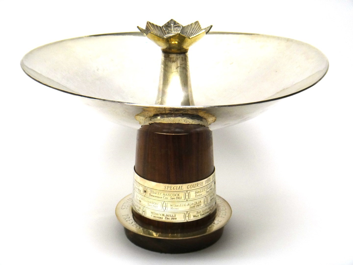 A large silver presentation bowl London 1964 by R E