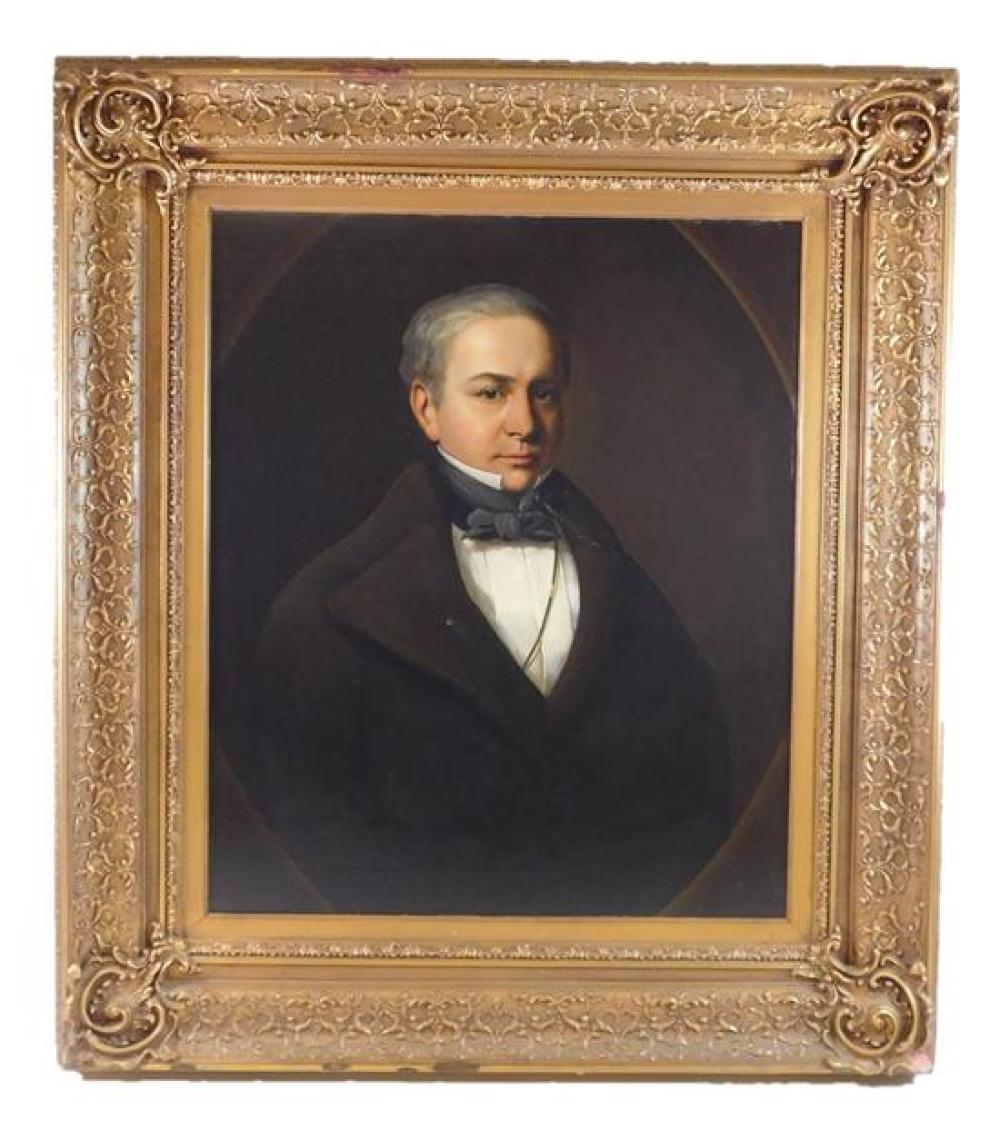19th C English oil on canvas portrait of a gentleman
