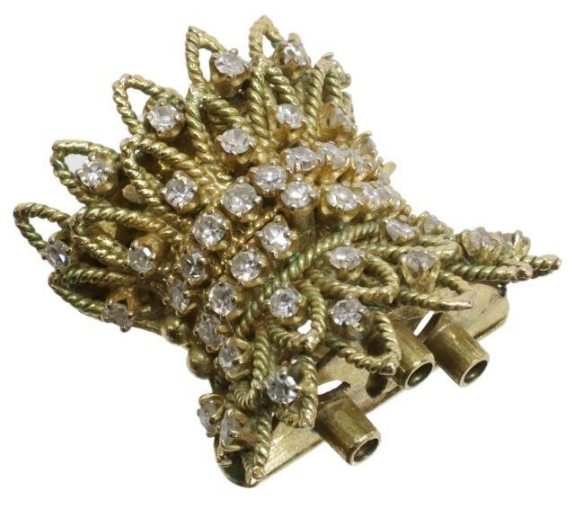 Estate 14kt yellow gold clasp accommodates a triple strand bracelet
