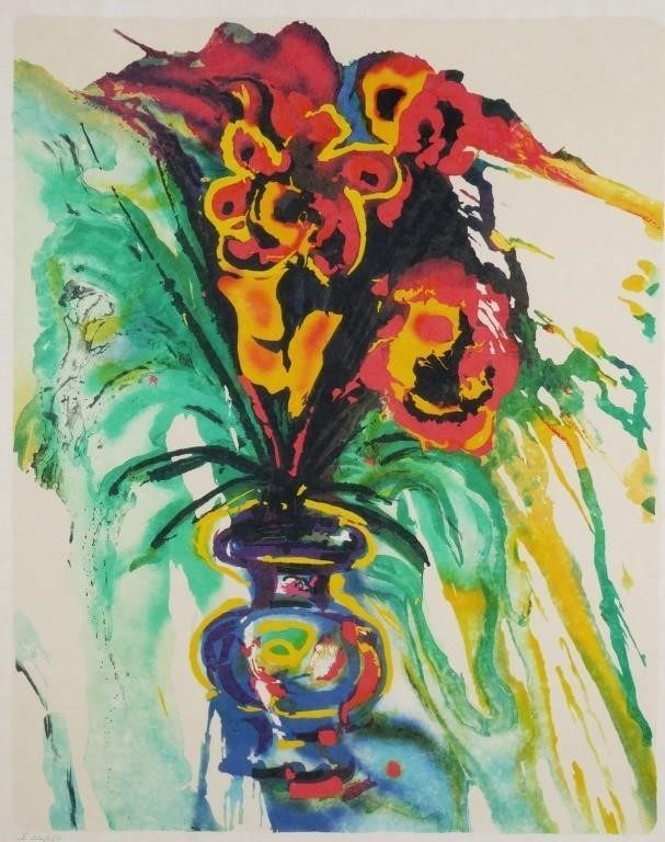 Lithograph in colors from the Fleurs Surr aliste by Salvador