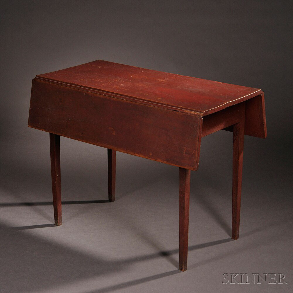 Shaker Red painted Cherry Drop leaf Table Sabbathday Lake Maine