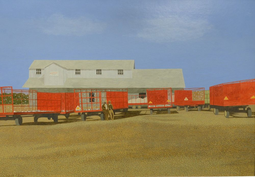 Carroll Cloar American 1913 1993 Trailers at the Gin acrylic
