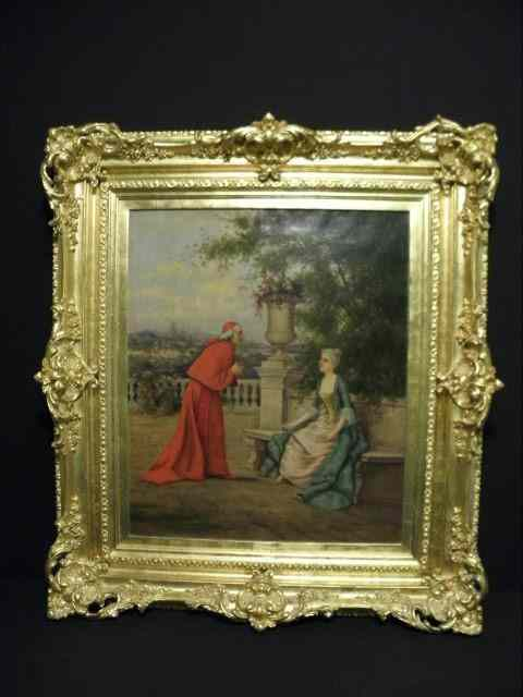 French 19th Century oil on canvas painting Framed in ormolu
