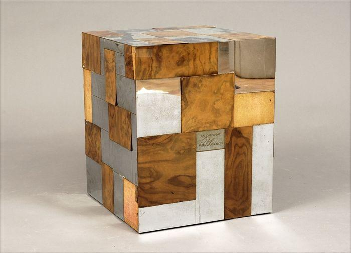Paul Evans for Directional Burlwood and Chrome Cityscape Occasional Table