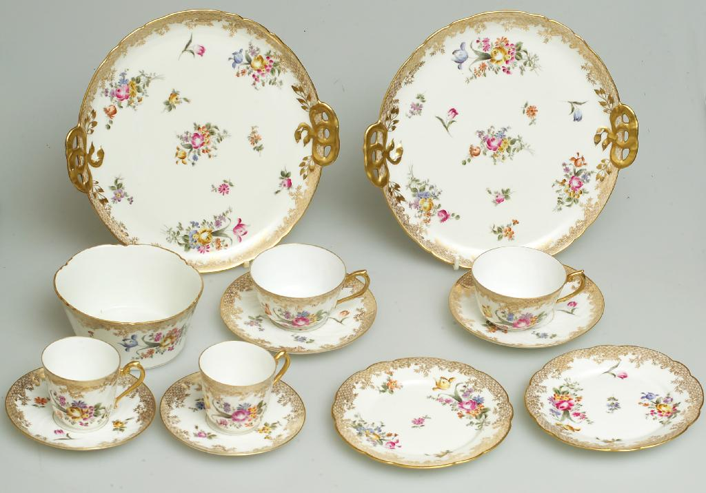 LIMOGES PORCELAIN TEA AND COFFEE SERVICE c 1900 painted and