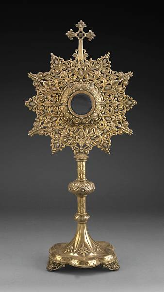 A French 950 standard silver gilt monstrance19th century post 1838