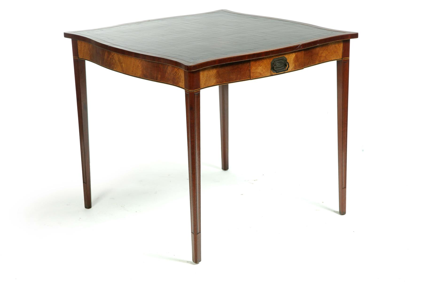BAKER HEPPLEWHITE STYLE TEA TABLE Twentieth century Mahogany with tooled