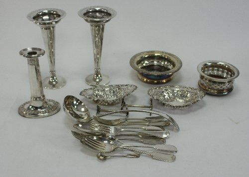 Two silver plated wine coasters a pair of plated bon