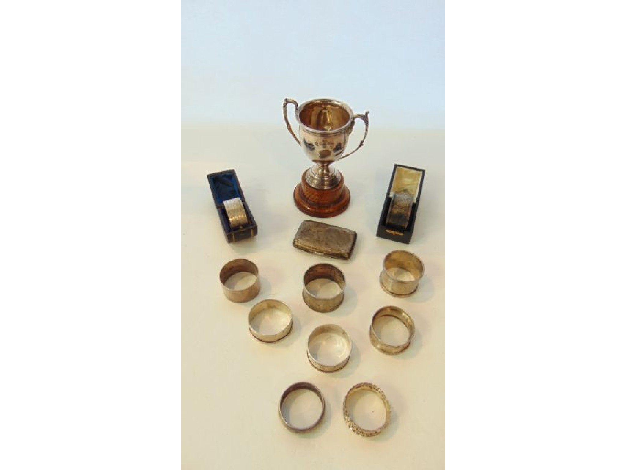 A miscellaneous collection of ten silver napkin rings various makers