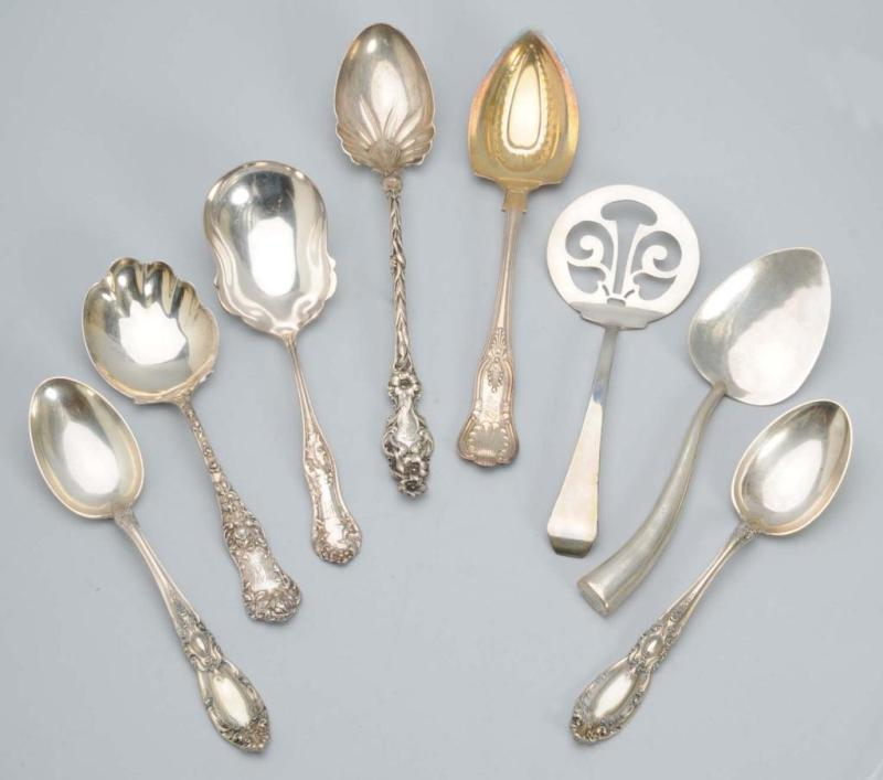 Lot of 8 Silver Serving Pieces Description Silver weighs 23